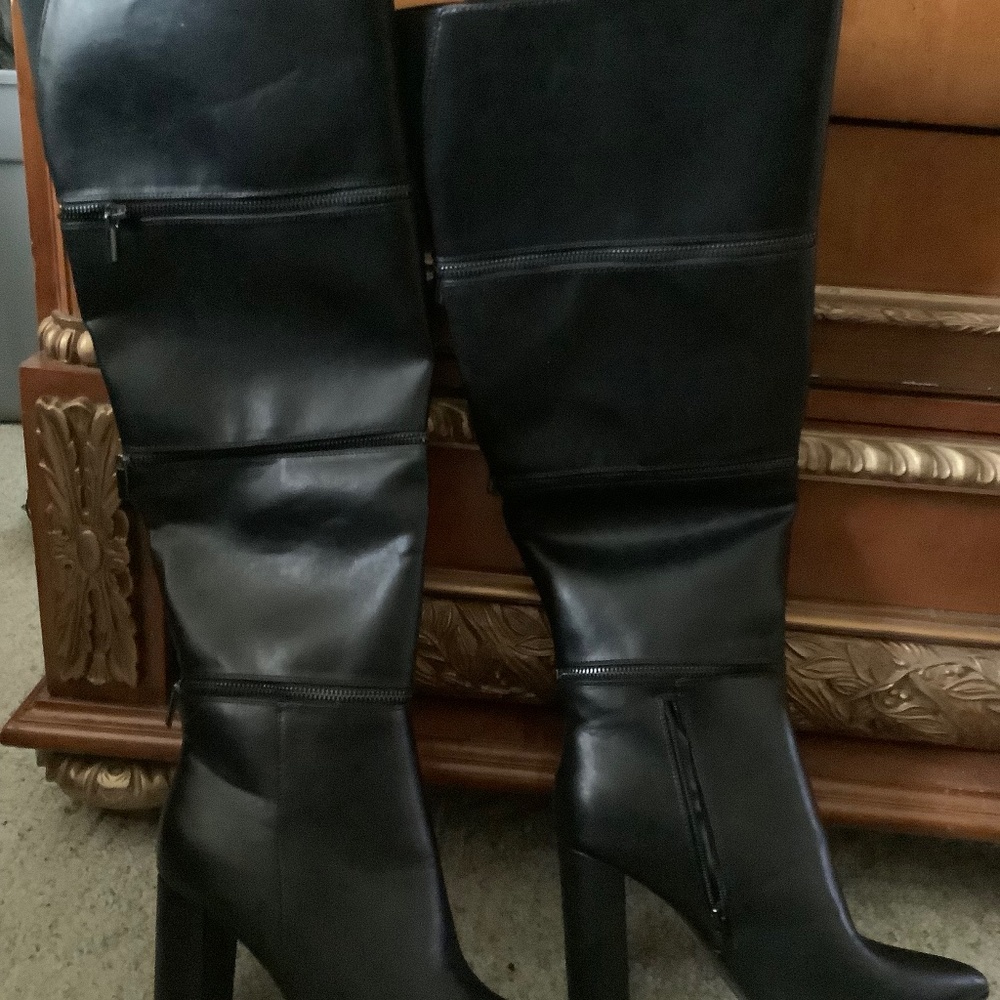 New Womens 3 in 1 black Otk boots zips to 3 different height
